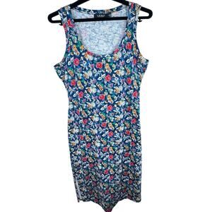 Lauren Ralph Lauren Floral Tie Front Lightweight Pullover Midi Tank Dress Sz 12
